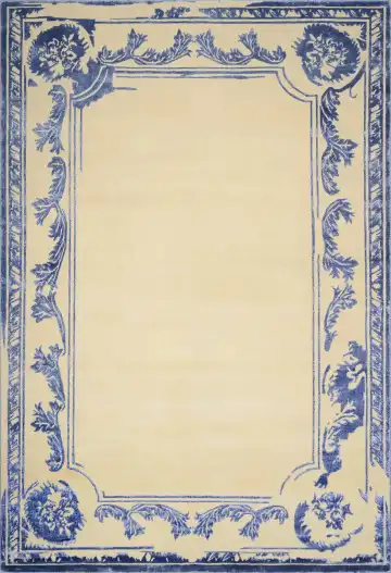 Ковёр Baroque Frame 3410 — кремовый и синий, однотонный