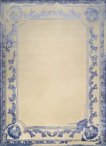 Ковёр Baroque Frame 3417 — кремовый и синий, однотонный
