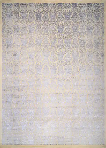 Ковёр Damask 3429 — голубой и кремовый, винтажный рисунок