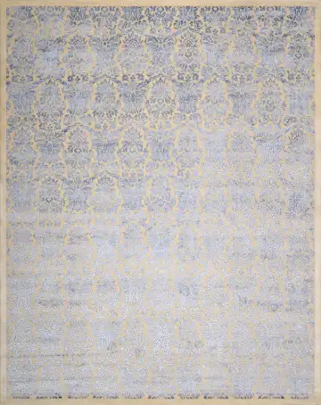 Ковёр Damask 3444 — голубой и жёлтый, винтажный рисунок