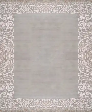 Ковёр Rococo Frame 3448 — серый и белый, однотонный