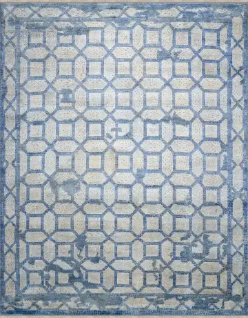 Ковёр Mosaic 3465 — голубой и бежевый, винтажный рисунок