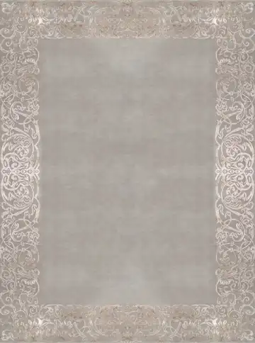 Ковёр Rococo Frame 3466 — серый и белый, однотонный