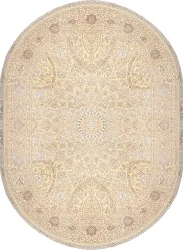 Ковёр Gombad 3522 — кремовый и коричневый, с медальоном