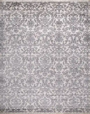 Ковёр Arabesque 3529 — серый и белый, винтажный рисунок