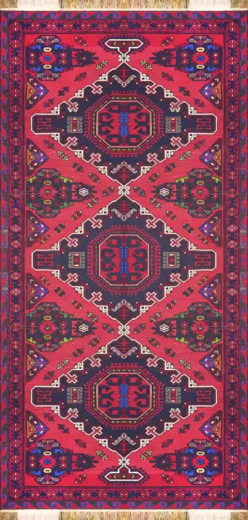 Ковёр Сумах 3534 — красный и синий, с медальоном