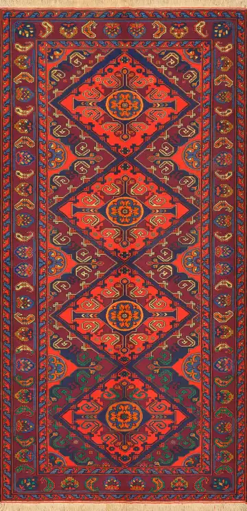 Ковёр Сумах 3536 — оранжевый и синий, с медальоном