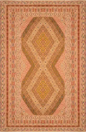 Ковёр Suzani 3537 — красный и розовый, геометрический рисунок