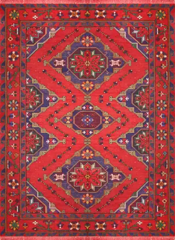 Ковёр Сумах 3542 — красный и синий, с медальоном