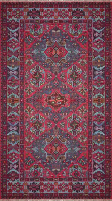 Ковёр Сумах 3545 — красный и синий, геометрический рисунок