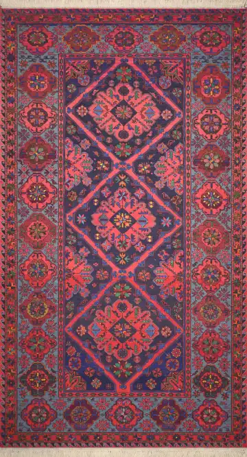 Ковёр Сумах 3548 — синий и красный, с медальоном