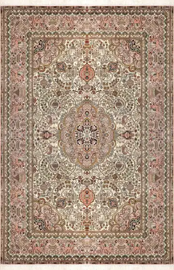 Ковёр Persia 3549 — бежевый и красный, с медальоном