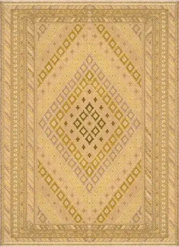 Ковёр Suzani 3554 — жёлтый и кремовый, геометрический рисунок