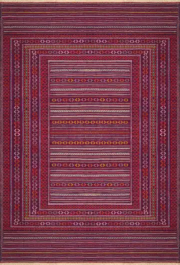 Ковёр Zinjan 3556 — красный и синий, в полоску