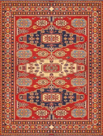 Ковёр Сумах 3558 — красный и синий, с медальоном