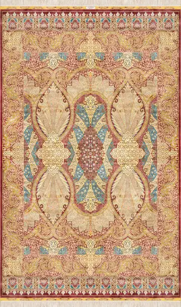 Индийский ковёр 3597 — кремовый и коричневый, сюжетный рисунок