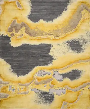 Ковёр Gold Mine 3618 — серый и жёлтый, абстрактный рисунок