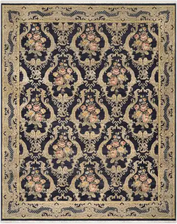 Ковёр Aubusson 3645 — чёрный и золотистый, восточный орнамент
