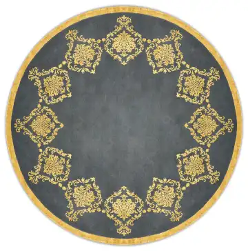 Ковёр Damask 3695 — чёрный и золотистый, с медальоном