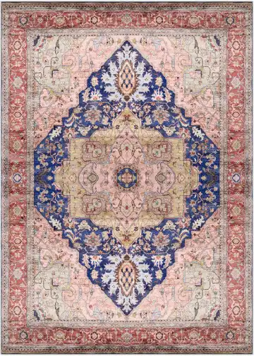 Ковёр Serapi 3703 — синий и кремовый, с медальоном