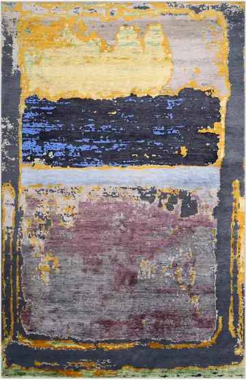 Ковёр Rothko 3704 — жёлтый и синий, винтажный рисунок