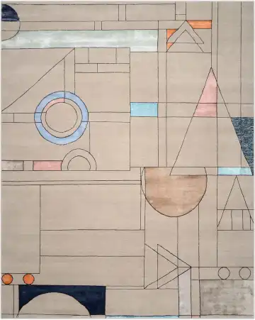 Ковёр Bauhaus 3730 — бежевый и синий, абстрактный рисунок