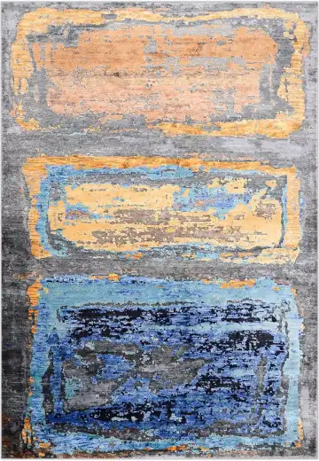 Ковёр Rothko 3733 — оранжевый и синий, винтажный рисунок