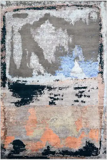 Ковёр Rothko 3743 — серый и белый, абстрактный рисунок