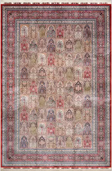 Ковёр Paradise Garden 3780 — красный и кремовый, сюжетный рисунок