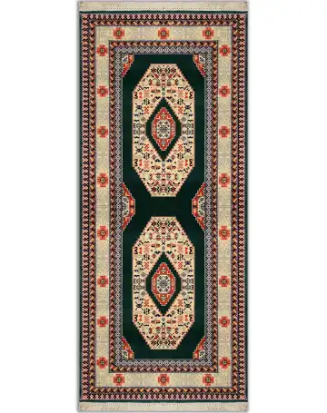Индийский ковёр 3788 — чёрный и кремовый, с медальоном