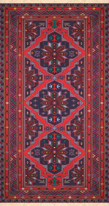 Ковёр Сумах 3792 — красный и синий, с медальоном