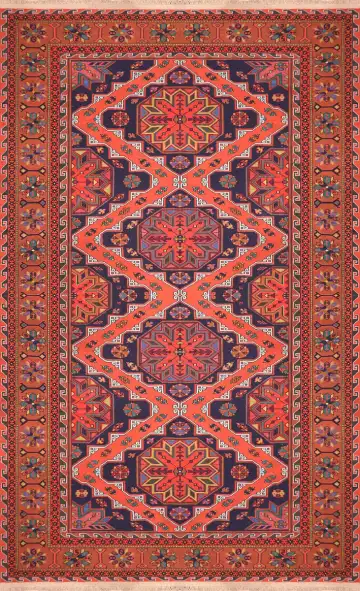 Ковёр Сумах 3796 — оранжевый и синий, с медальоном