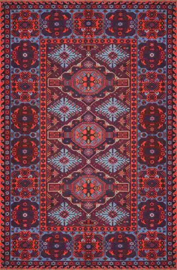 Ковёр Сумах 3802 — красный и синий, с медальоном
