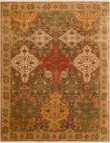 Ковёр Museum 3834 — зелёный и красный, восточный орнамент