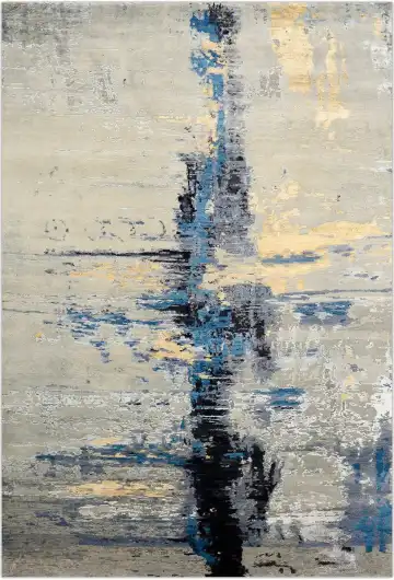 Ковёр Oil Paint 3841 — серый и синий, абстрактный рисунок