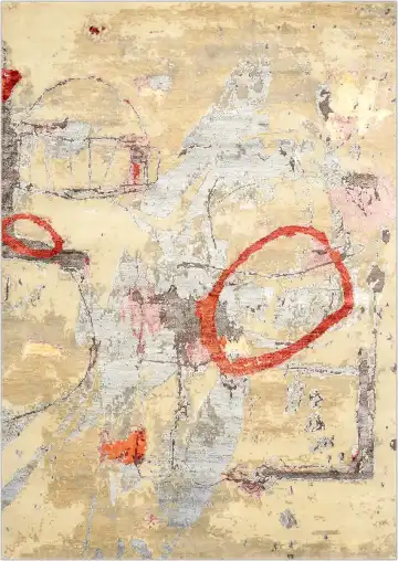 Ковёр Abstraction 3853 — кремовый и красный, абстрактный рисунок