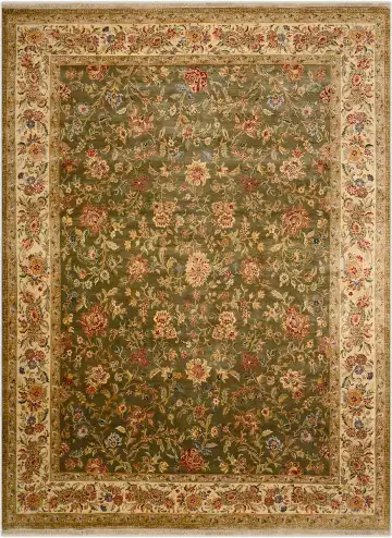Ковёр Museum 3857 — зелёный и красный, растительный рисунок