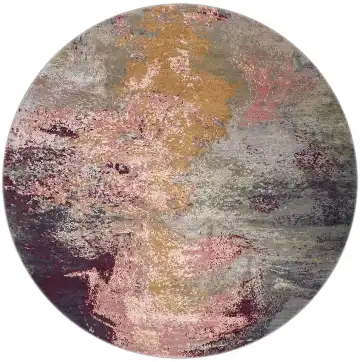 Индийский ковёр 3863 — серый и розовый, абстрактный рисунок