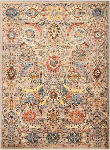 Ковёр Safavid 3878 — кремовый и красный, с медальоном