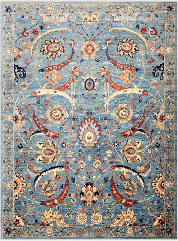 Ковёр Safavid 3884 — синий и оранжевый, с медальоном