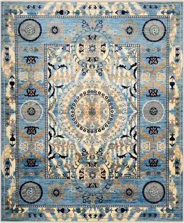 Ковёр Saltani 3887 — голубой и кремовый, с медальоном