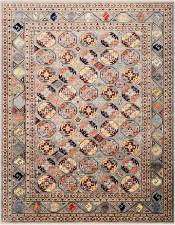 Ковёр Bukhara 3891 — голубой и красный, с медальоном