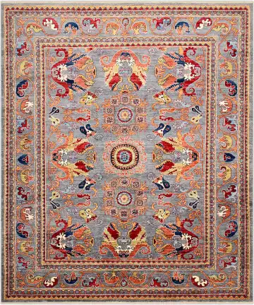Ковёр Saltani 3892 — серый и красный, сюжетный рисунок