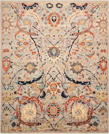 Ковёр Safavid 3893 — бежевый и красный, растительный рисунок