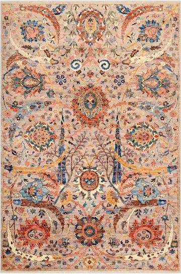 Ковёр Safavid 3900 — кремовый и красный, растительный рисунок