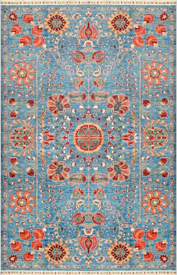 Ковёр Suzani 3904 — синий и оранжевый, восточный орнамент