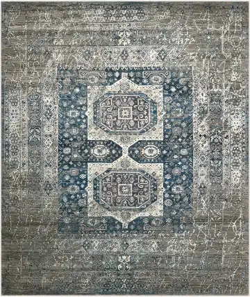 Ковёр Artefact 3941 — серый и белый, с медальоном