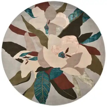 Ковёр Flowers 3970 — белый и серый, растительный рисунок