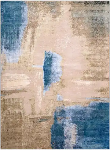 Ковёр Artwork 3986 — бежевый и синий, абстрактный рисунок