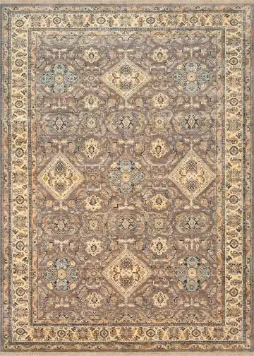 Ковёр Saltani 4076 — коричневый и голубой, геометрический рисунок